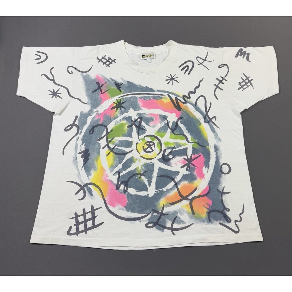 Rare Vintage 90s Jacques Moret Art Tee Single Stitch Shirt Draw Character Symbol